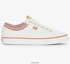 Keds salto chute costela malha gola quadrada tênis de lona H86LJ476 Branca de Neve