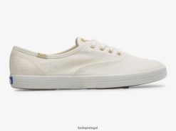 Keds tênis campeão com estampa de pontos em tela H86LJ4209 ouro Branco