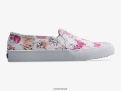 Keds tênis de dois andares com estampa floral aquarela e tela de dois andares H86LJ465 rosa branco