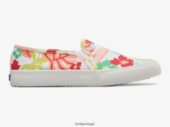 Keds tênis double decker com estampa tropical H86LJ413 coral branco