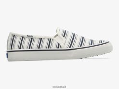 Keds tênis double decker com listra de lona H86LJ467 Marinha Branca
