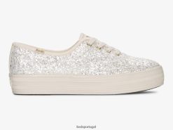Keds tênis plataforma glitter comemorativo H86LJ4102 creme