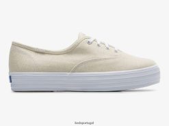 Keds tênis plataforma têxtil metálico H86LJ4170 prata