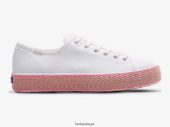 Keds tênis triple kick canvas juta foxing H86LJ4167 branco neon rosa