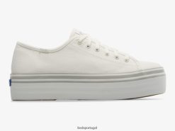 Keds tênis triple up de lona com listras foxing H86LJ4183 branco cinza