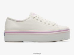 Keds tênis triple up de lona com listras foxing H86LJ4184 lilás branco