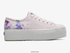 Keds tênis triplo em lona com pintura floral H86LJ4160 luz rosa