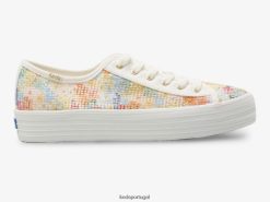 Keds x Rifle Paper Co. malha de chute triplo margaux H86LJ4181 multi branco